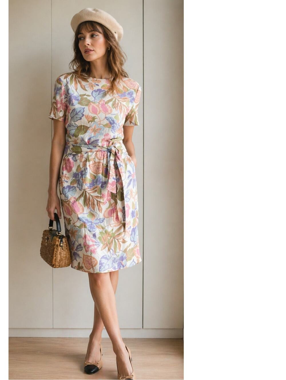 Vintage 90s Sheath Dress Size L/14 Pastel Soft Girl Aesthetic Knee Length